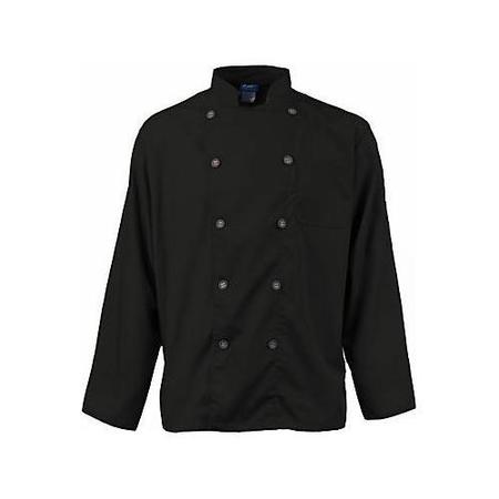 KNG Small Men's Active Black Long Sleeve Chef Coat 2122BKSLS